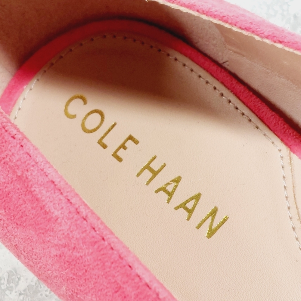 New Cole Haan Vanessa Pink Suede Flats Pointed Toe Block Heel H823 - Picture 9 of 13